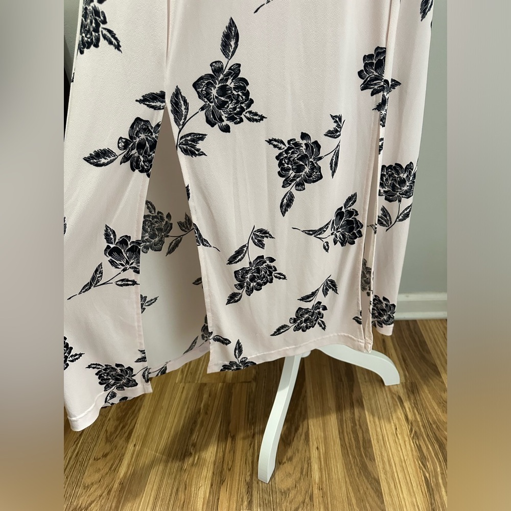 Candie’s Maxi Floral Pink Black Rose Flower Halter Maxi Dress Size X-Large - Picture 3 of 9